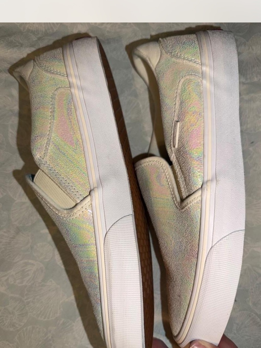 Women’s Slip-On Shoes in Iridescent White - Lightweight Comfort - missing insole - Picture 2 of 5
